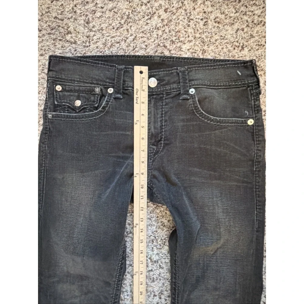 True Religion Straight Mens 33 Black Big Stitch Jeans 33,‎ 30.5 Inseam Hemmed